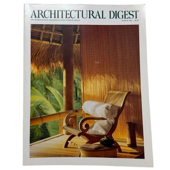 Architectural Digest Magazine March 1994 Sydney Sheldon Bali Santa Fe Vintage Ad - Picture 1 of 5